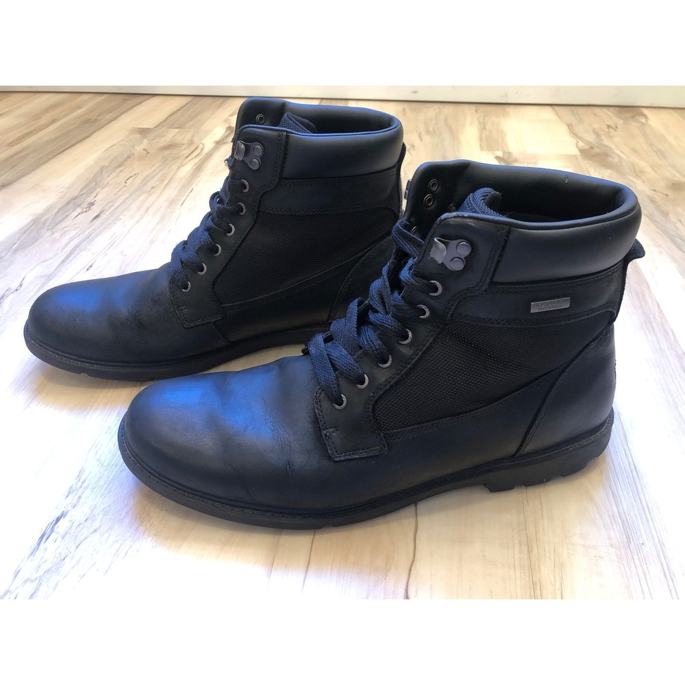 Rockport Hydro-Shield Waterproof Boots Men 12 Black Leather SlipResistant CG9286